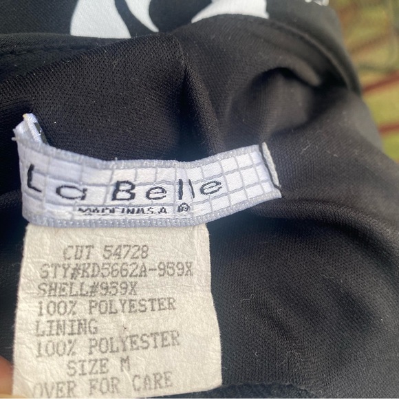 La Belle Black and White Floral Midi Dress Cap Ruffle Sleeve Vintage Y2K Medium - Picture 8 of 11